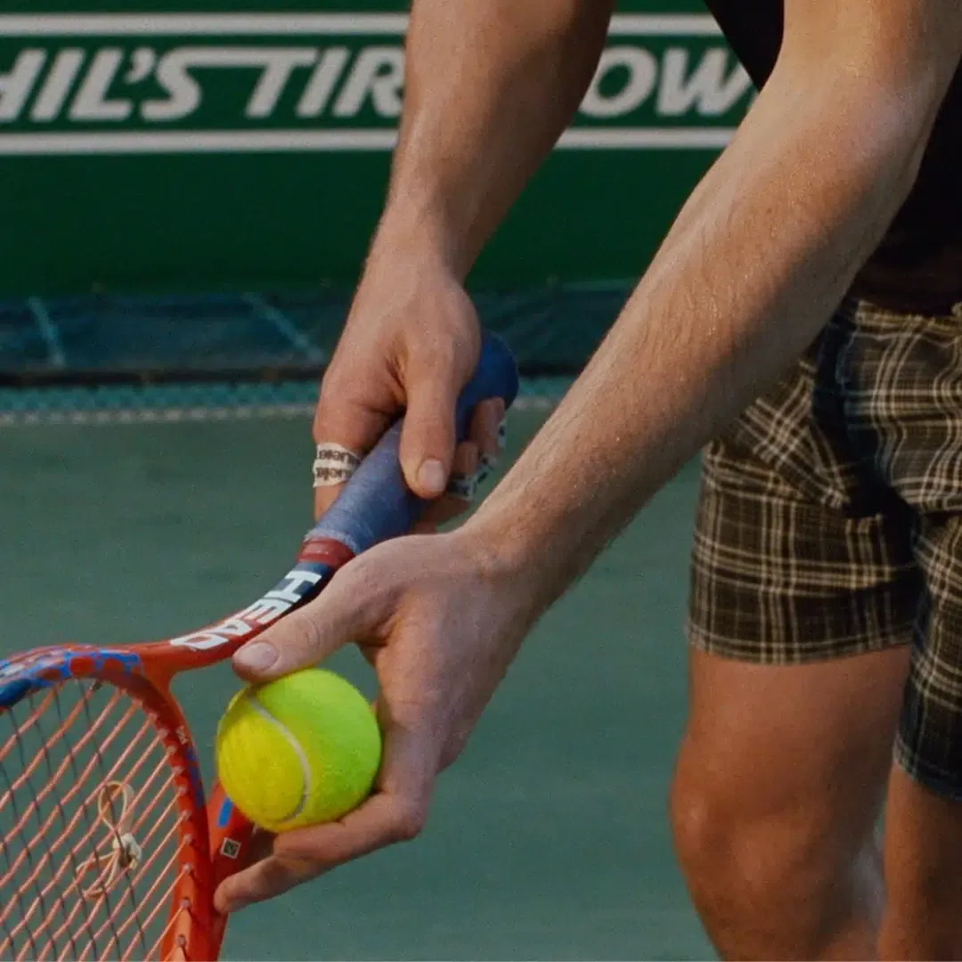 pec on X: "really enamored with the rubber band he ties onto his racket. The character" / X